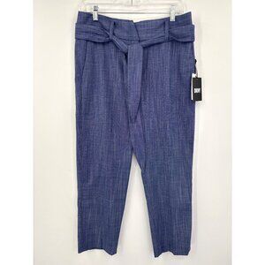 DKNY Trouser Belted Crop Pant High Seas Blue 10 Petite NEW